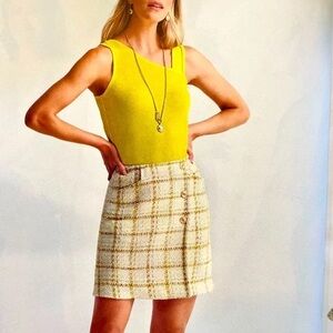 CAbi Coco Mini Skirt In Yellow - Size 8
